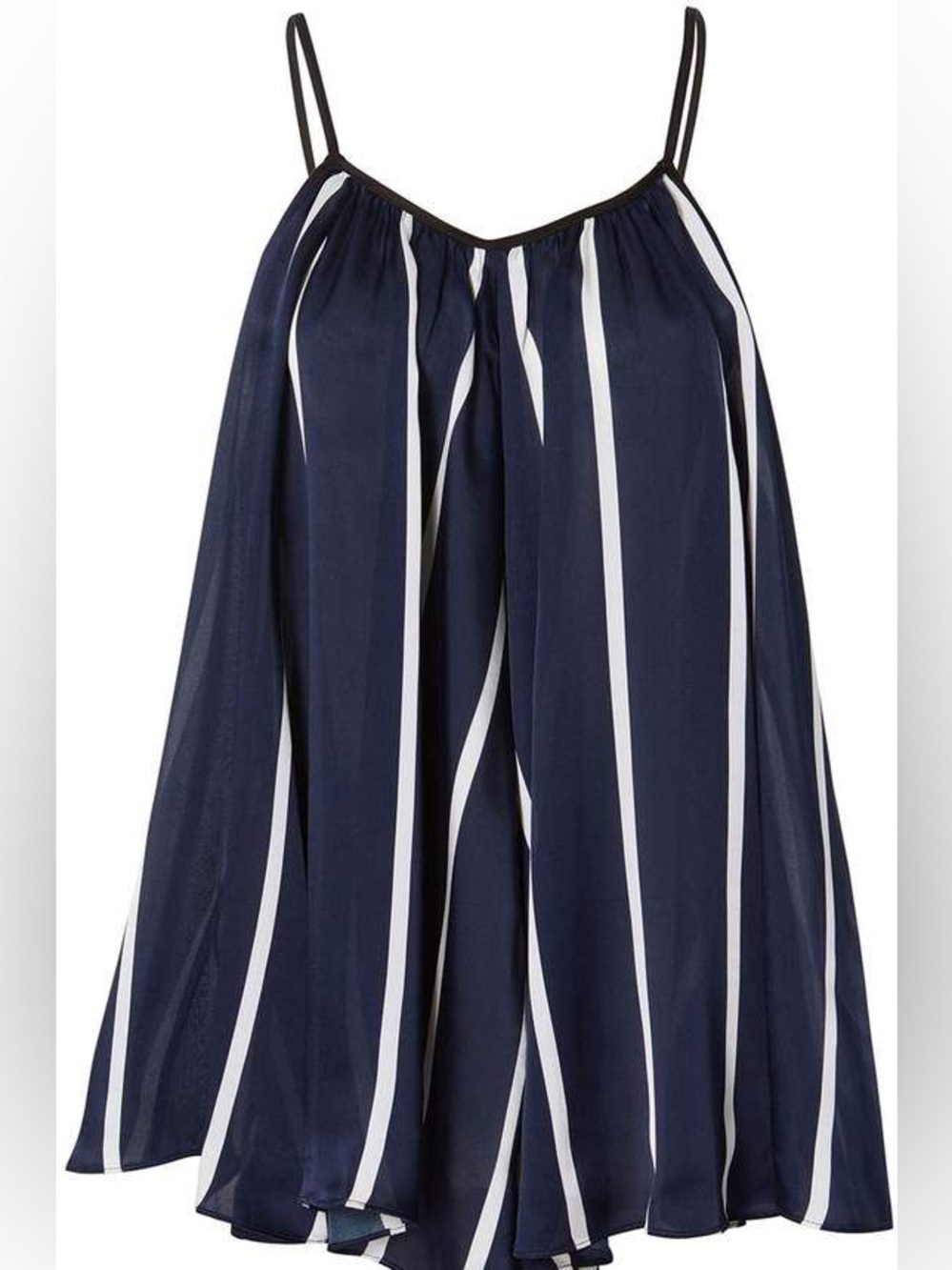 Fleur Du Mal 100% Silk Blue and White Striped Romper Intimates Size S/M Chemise